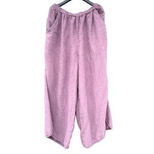 Cynthia Ashby women’s Large L Linen Lavander Pants Lagenlook Art to Wear